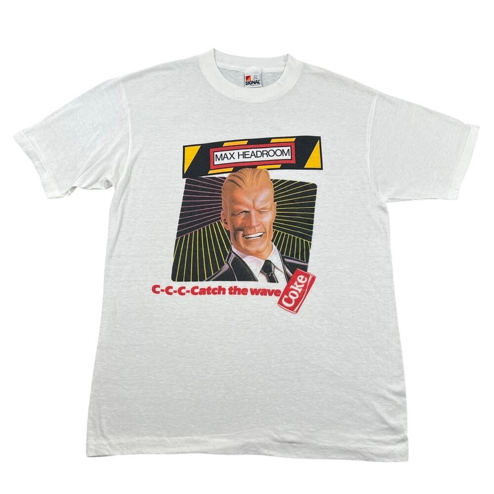 Vintage 80s Max Headroom Coca Cola Catch the Wave Single Stitch T-Shirt USA - M